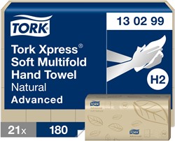 Tork Xpress handdoek H2 Advanced soft naturel 130299 2lgs. 21x24cm Pak 21x180 stuks