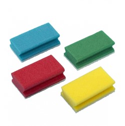 Taski schuurspons krasvrij 8x14cm blauw/wit met greep
