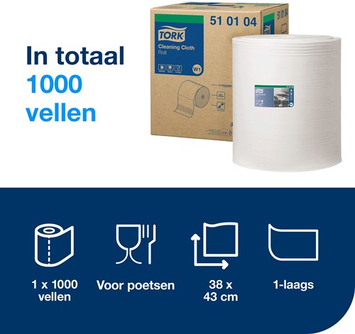 Tork Reinigingsdoek Wit W1 Multifunctioneel – 510104 – Sterk en Absorberend-3