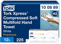 Tork Xpres handdoek compressed H2 Premium soft wit 100889 2lgs. 21x24cm. EBG 12x225 st.