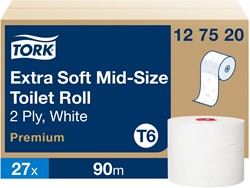 Tork Mid-size toiletpapier T6 Premium soft wit 127520 2lgs. 90m Doos 27 rol