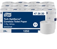 Tork Coreless toiletpapier T7 Universal wit 472620 1lgs. 143.75m Pak 24x1250 vel