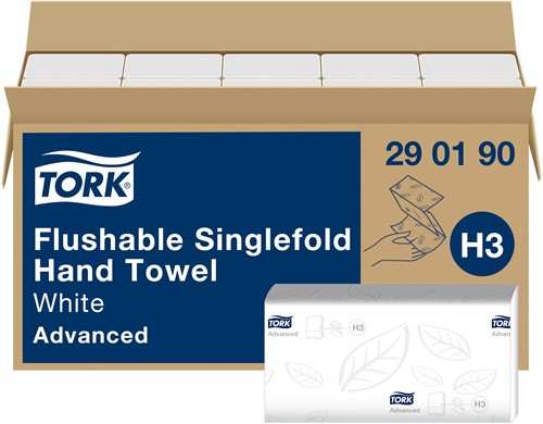 Tork Z-vouw handdoek flushable H3 Advanced wit 290190 2lgs. 25x23cm Doos 15x250 st.-2