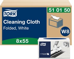 Tork Cleaning werkdoek W8 Premium wit 510150 1lgs. 38,5x32cm Doos  8x55 dk