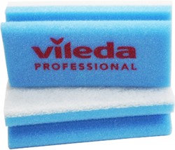 Vileda schuursponzen Glitzi 7x15cm blauw/wit met greep Pak 10 stuks