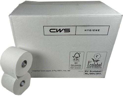 Vendor toiletpapier met dop tissue wit 1252 2lgs. 100m Doos 48 rol-2