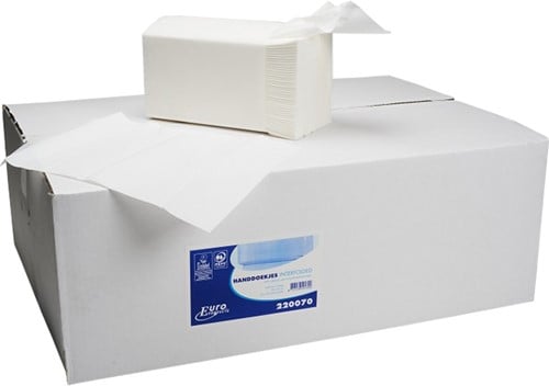Euro handdoek Interfold cellulose wit 220070 2lgs 32x22cm Doos 20x125 stuks
