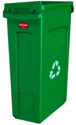 Rubbermaid Slim Jim container 87L groen met luchtsleuven recycle opdruk