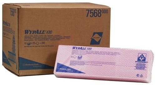 WypAll X80 sopdoeken hydroknit rood 7568 1lgs. 41x33cm Doos 10x25 dk