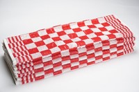 Handdoek rood/wit 50x50cm geblokt Pak 6 stuks-2