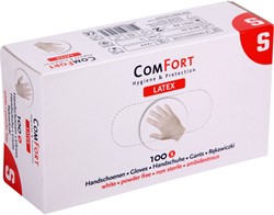 Comfort handschoen latex wit Mt:S. Box 100 stuks Poedervrij