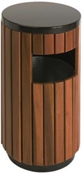 Buitenafvalbak EKO rond 33L, Ø400mm, zwart/hout look