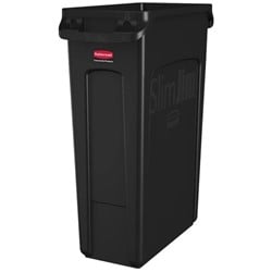 Rubbermaid Slim Jim® container 87L, zwart Met luchtsleuven