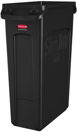 Rubbermaid Slim Jim® container 87L, zwart Met luchtsleuven