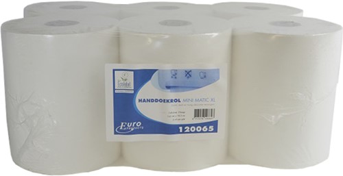 Euro handdoekrol Mini Matic XL cellulose wit 120065 2lgs. 165mx18,3cm Doos 6 rol