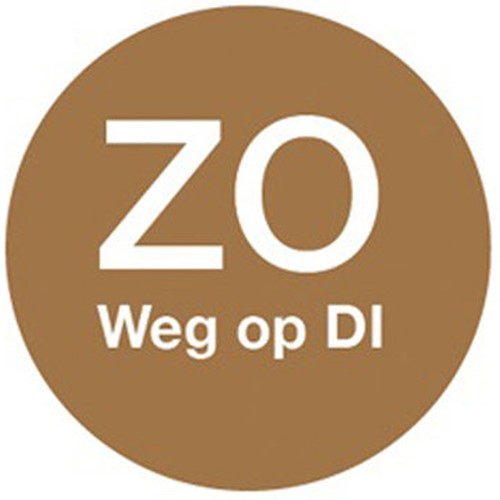 Daymark afwasbare dagstickers ø19mm ZO weg op DI bruin voedselveiligheid Rol 500 st