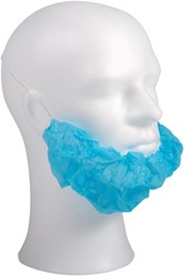 Comfort baardmasker 45x20cm PP blauw latexvrij 1 hoofdelastiek. Ds 10x100 st.