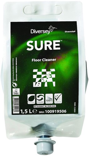 Diversey SURE Floor Cleaner + vloeronderhoudsreiniger Divermite 1.5L pouch