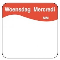Daymark vierkante dagstickers 25x25mm woensdag rood voedselveiligheid Rol 1000 st