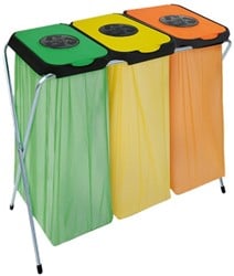 Afvalzakhouder EKOTHINKS 3 gescheiden afvalverzameling groen/geel/oranje 420x960x820