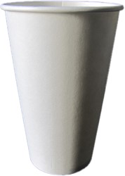 Huhtamaki beker karton blanco+ wit, 16oz, 400ml, Ø90mm. < 90°C. Doos 1000 stuks