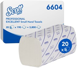 Scott interfold handdoeken Excellent wit small 6604 2lgs. 23x25cm Doos 20x190 dk
