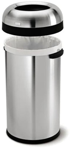 Simplehuman afvalbak 60L, mat RVS, open top-2