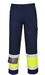 Portwest Modaflame werkbroek Mt:S, Hi-Vis geel/marine