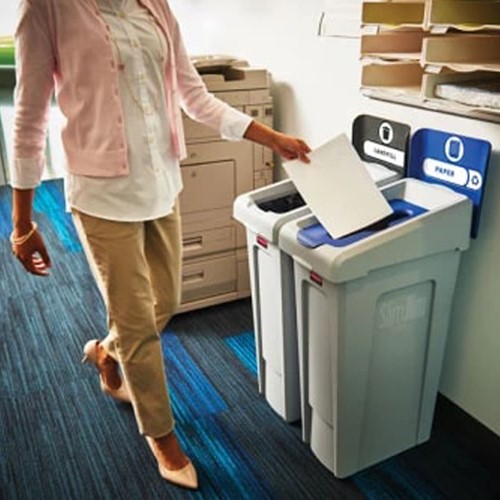 Rubbermaid recyclingstation Slim Jim®, grijs 546x305x870mm.-2