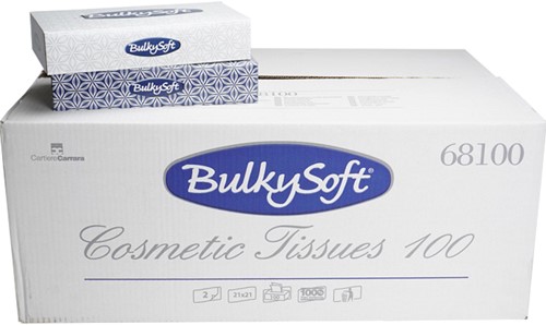 BulkySoft facial tissue Classic Pure Cell. wit 68100 2lgs. 21x21cm Doos 40x100 st.