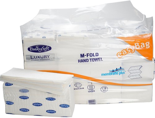 BulkySoft M-vouw handdoek Membrane Plus 82314 3lgs. 32x21cm Easybag 12x120st