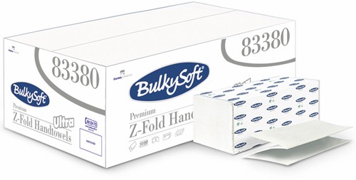 BulkySoft Z-vouw handdoek Premium wit 83380 2lgs. 24x21,5cm Ds 25x150 st.