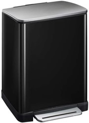 Pedaalemmer E-cube 28&18L EKO RVS zwart glanzend 2 kunststof binnenemmers
