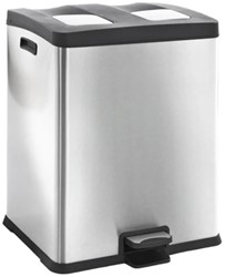 Pedaalemmer Rejoice 30 & 30L RVS mat 2 kunststof binnenemmers