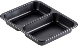 Duniform tray PP 2-vaks zwart 440/370ml rechthoekig 162147 227x178x32mm Doos 216 stuks