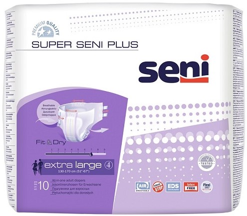 Super Seni Plus x-large A10 incontinentieslips met plakstrips Pak 10 stuks