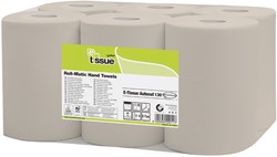 E-tissue handdoekrol mini matic beige 127315 2lgs 130mx20cm Pak 6 rol