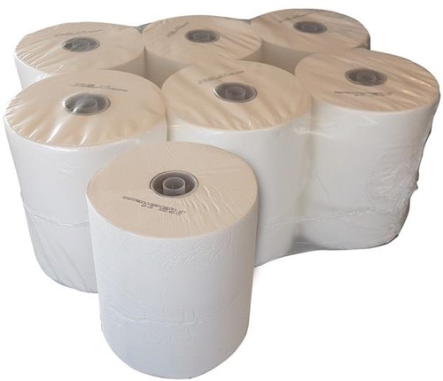 Euro handdoekrol Mini Matic Plus cellulose wit 120013 2lgs. 130mx18,1cm Doos 6 rol