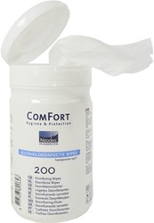 ComFort doekjes wit oppervlakte desinfectie 13,5x13,5cm Bus 200 stuks