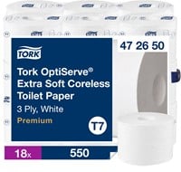Tork Coreless toiletpapier T7 Premium wit, zacht 472650 3lgs. 63.3m Pak 18x550 vel