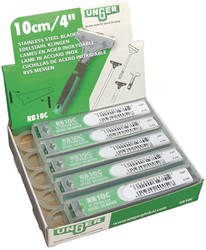 Unger reservemes stomp/scherp 10cm dubbelzijdig RB100 Pak 10 stuks
