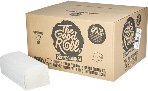 The Good Roll handdoekpapier B2B Z-vouw 100% recycled 18000 2lgs. Doos 16x160 stuks