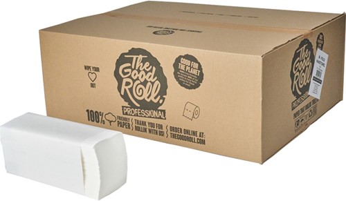 The Good Roll handdoekpapier B2B M-vouw 100% recycled 18200 2lgs. Doos 21x179 stuks