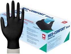 Med Comfort handschoenen Mt:L. zwart vitril poedervrij Box 100 stuks