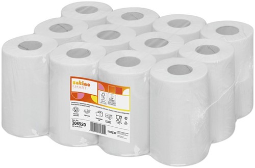 Satino Smart boxpapier mini CF1 recycled wit 306920 1lgs. 120x20cm. Doos 12 rol