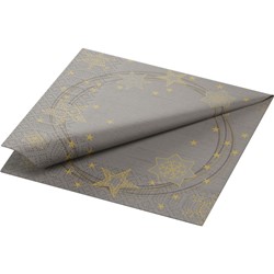 Duni servetten 1/4 vouw Star Shine Grey 200872 3lgs. 33x33cm Doos 4x250 stuks