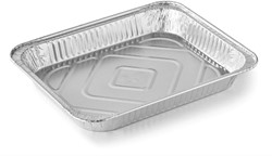 Pluspack schaal aluminium 2400ml rechthoek1/2GN full curl 324x263x38mm. Ds 100 st.