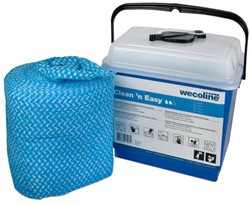 Wecoline Clean ’n Easy emmer &interieurdoek 36x30cm blauw ^ geimpr Doos 1emmer met 150doek