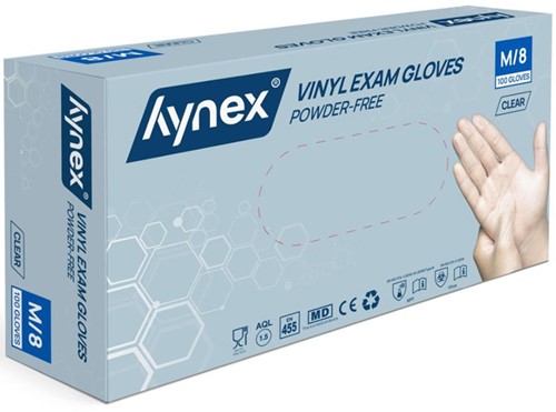 Hynex vinyl PF handschoenen transparant 4,5 gram