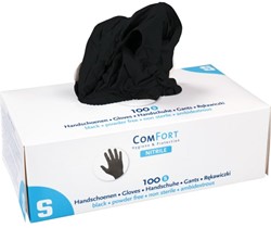 ComFort handschoenen 3,5gr. nitril poedervrij Mt:S zwart Box 100 stuks